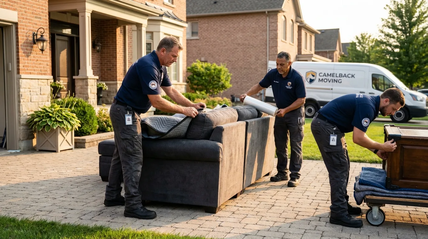 Large estate moving crew wrapping furniture in Totowa, NJ