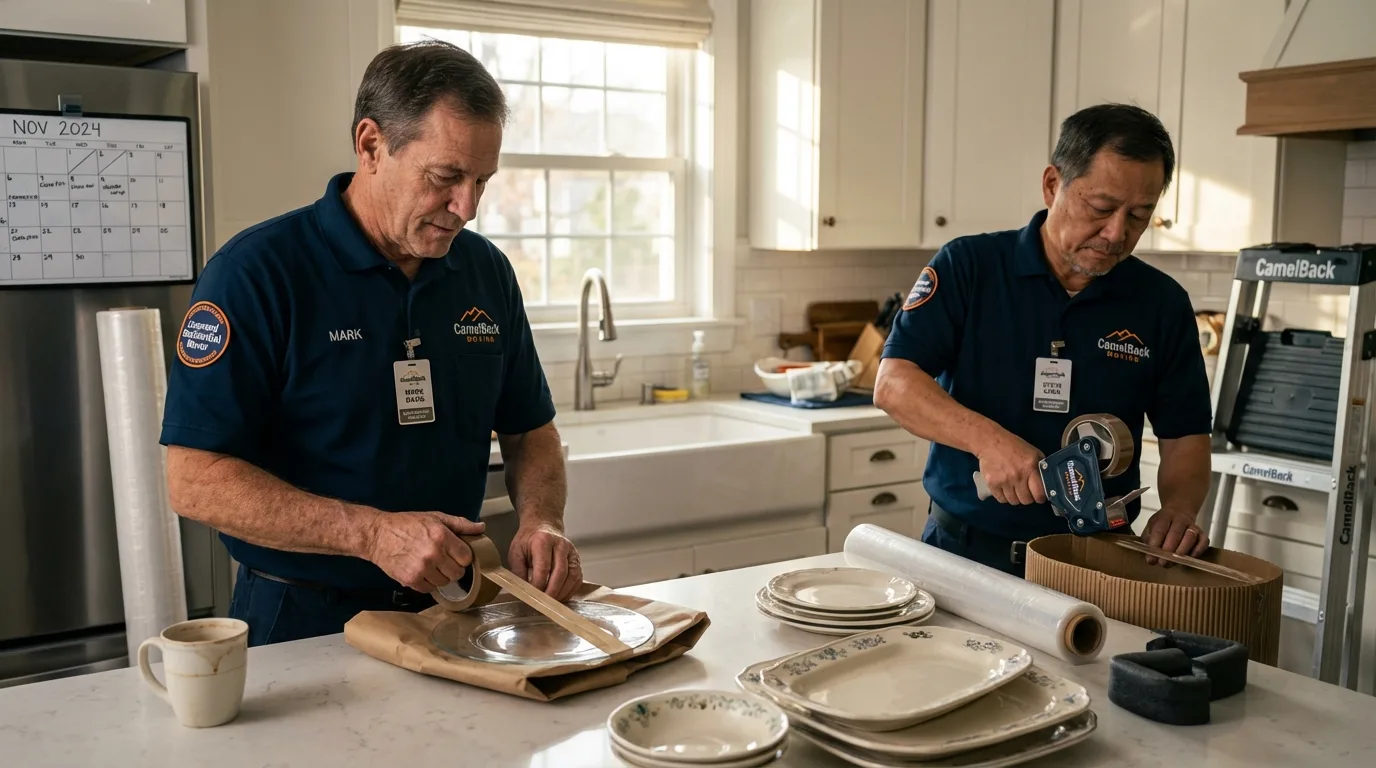 Professional crew packing kitchen dishware in Totowa, NJ
